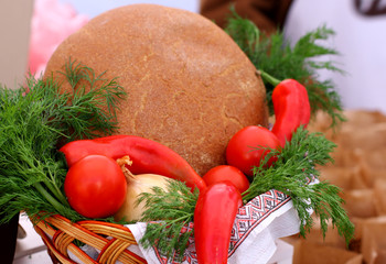 Ukrainian bread and vegetables