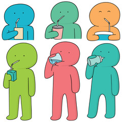 vector set of man drinking