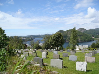 Graveyard in beautiful landscape, Norway