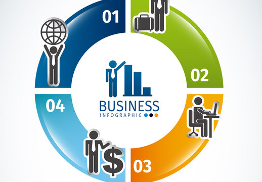 Ring Element Business and Finance Infographic with Pictogram Icons