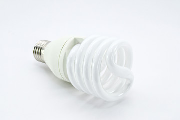 Energy saving light bulb on a white background