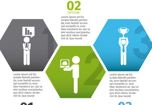 Hexagonal Tab Business Infographic with Pictograms