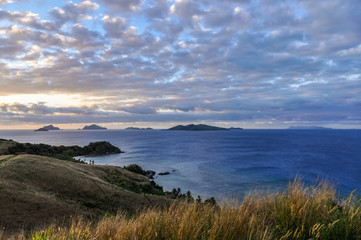 Obraz premium Sunset on Mana Island in Fiji