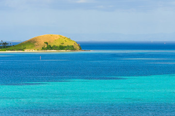 Fototapeta premium Panorama from the viewpoint on Mana Island, Fji
