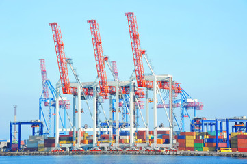 Port cargo crane and container