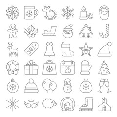 Christmas icon collection thin line vector