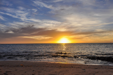 Sunset on Mana Island in Fiji