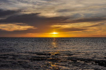 Sunset on Mana Island in Fiji
