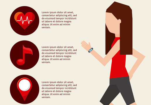 Health and Fitness Wearable Infographic with Illustrated Runner Element