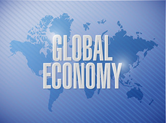 global economy world map sign concept
