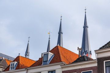 Traditional view of  buildings roofs in Holland