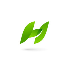 Letter H eco leaves logo icon design template elements