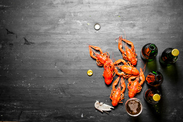 Boiled crawfish with beer.