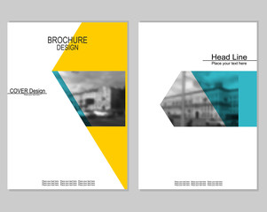 Vector brochure cover templates with blurred cityscape. EPS 10. Mesh background.