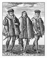 XVII century, Nuremberg, bridegroom going to marry accompanied by gentlemen
