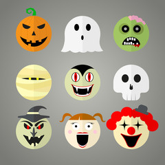 Halloween characters in flat design