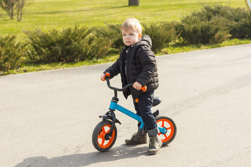 Little boy on the run-bike