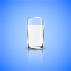 A glass of milk on a blue background