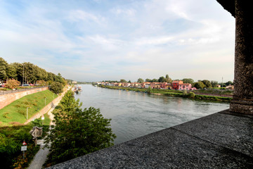 Pavia, Italy (Lombardy, Italy) near Milan : Colorful houses of Borgoticino/ colourful / houses/ river/ city/ village