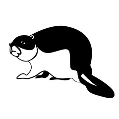 beaver sad style vector illustration Flat