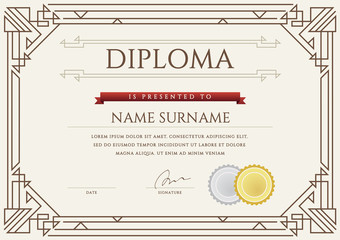 Fototapeta premium Diploma or Certificate Premium Design Template in Vector