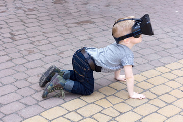 Boy with the virtual glasses