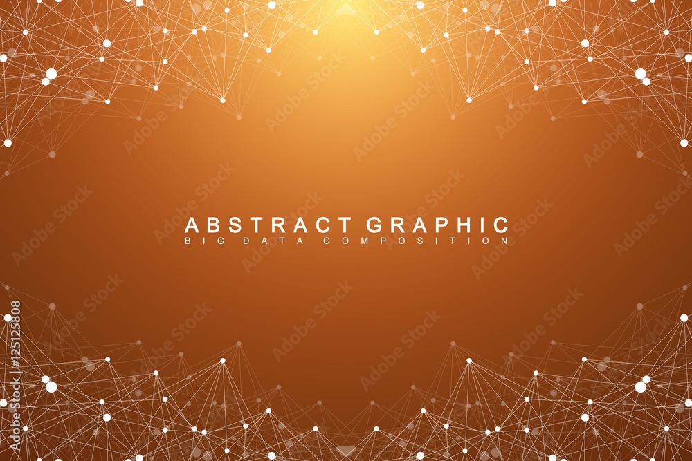 Aufkleber Big data complex. Graphic abstract background communication. Perspective backdrop of depth. Minimal array with compounds lines and dots. Digital data visualization. Big data vector illustration.