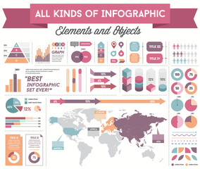 Infographics Elements and Objects Big Huge Set All Kinds of Info