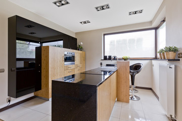 Light kitchen with dark details