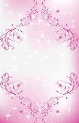 Pink floral decorative background; can be used as a greeting wedding invitation card, love postcard, or any other occasion. Print colors used. Copy Space for your own text.