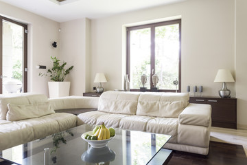 Living room with large corner sofa