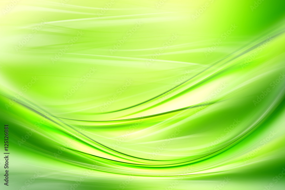 Fototapete abstract background powerful effect lighting. green blurred color waves design. glowing template for