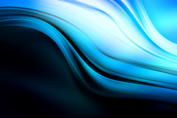 Blue dark waves art. Blurred effect background. Abstract creative graphic design. Decorative fractal style.