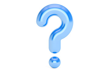 blue question mark, 3D rendering