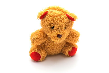 brown teddy bear isolated on white	