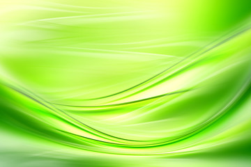 Fototapeta premium Abstract background powerful effect lighting. Green blurred color waves design. Glowing template for your creative graphics.