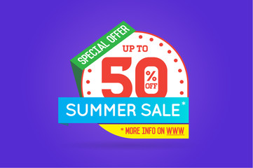 Summer Sale Sign Banner Poster ready for Web and Print. Vector.