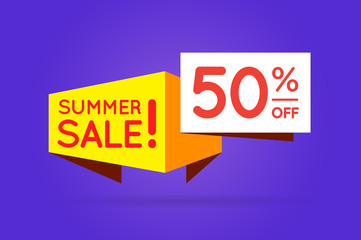 Summer Sale Sign Banner Poster ready for Web and Print. Vector.