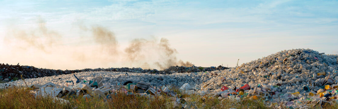 panorama view of waste dumping site of landscape 