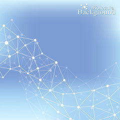 DNA Molecule Structure and Concept of Neurons. Science vector background. Medical Scientific Illustration Backdrop with Connected Lines with Dots. Molecule Nervous System.