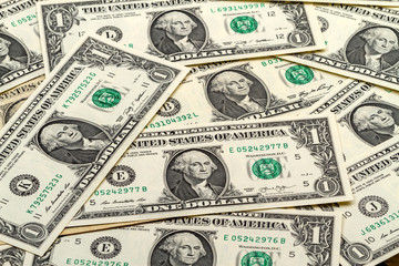 Background from banknotes one dollar
