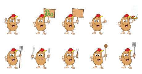 Kartoffelmännchen mit verschiedenen Gegenständen