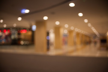 Blurred image of shopping mall background with bokeh.