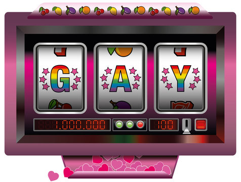 Gay slot machine with many winning hearts.