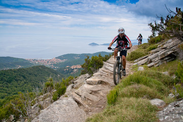 Fototapeta na wymiar Elba Island, Mount Perone pedaling on a mountain bike