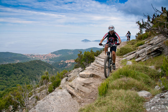 Elba Island, Mount Perone pedaling on a mountain bike