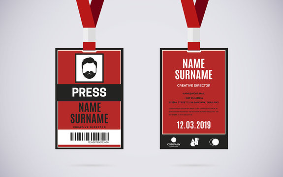 Press Id Card Set Vector Design Illustration