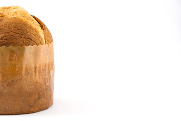 Christmas cake panettone isolated on white background

