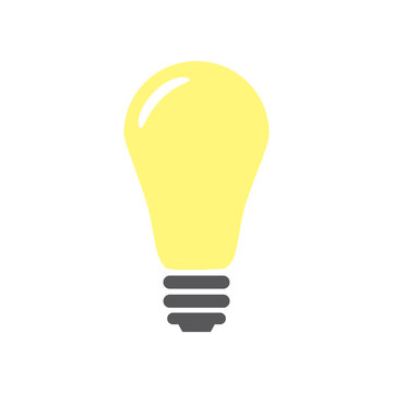 Lamp . Light Bulb vector icon. Style is stroke flat icon symbol, yellow color, white background.