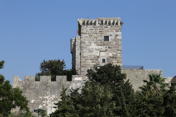 Fototapeta na wymiar Tower of Bodrum Castle in Turkey